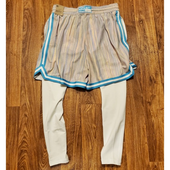 Nike LeBron Basketball Shorts Men Large White Blue Nike‎ Pro DNA 3n1 FZ1058-121 - Picture 3 of 10